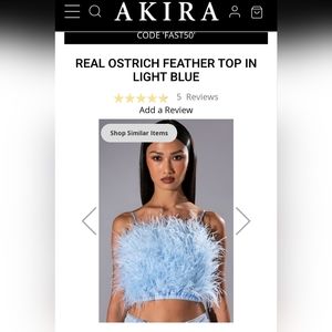 Akira Real Ostrich Feather Top in Light Blue